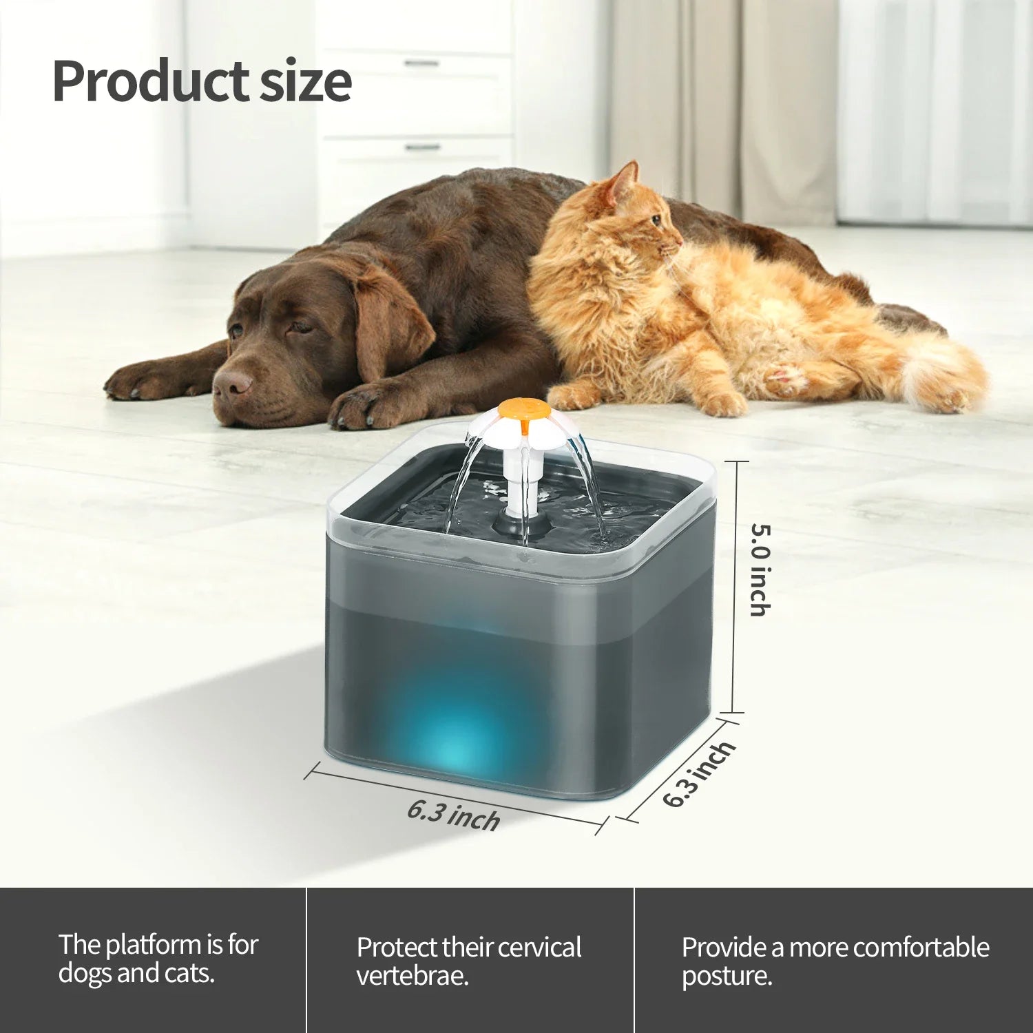 2L Cat Water Fountain – Ultra-Silent Pet Water Dispenser with LED Light