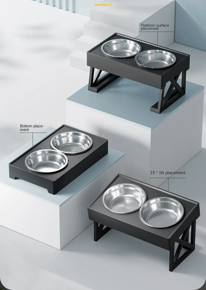 Double Elevated Dog Bowl Stand – 3 Heights Adjustable Slow Feeder for Medium & Large Dogs