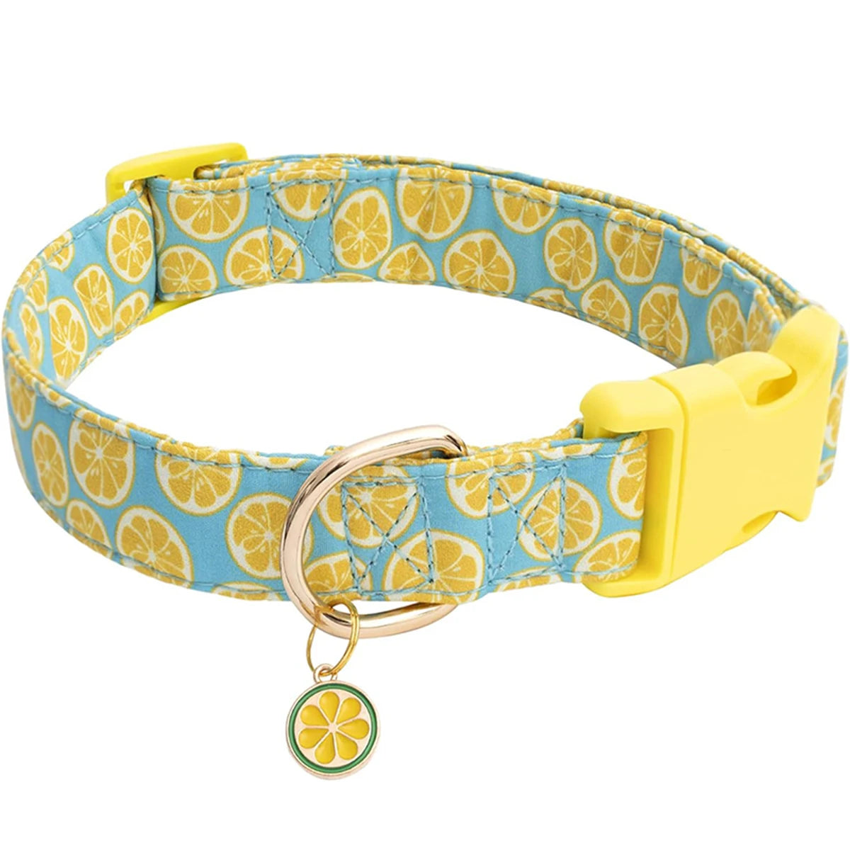 Fruit Pattern Pet Collar with Metal Pendant – Adjustable Dog & Cat Collar for Puppies and Small Pets