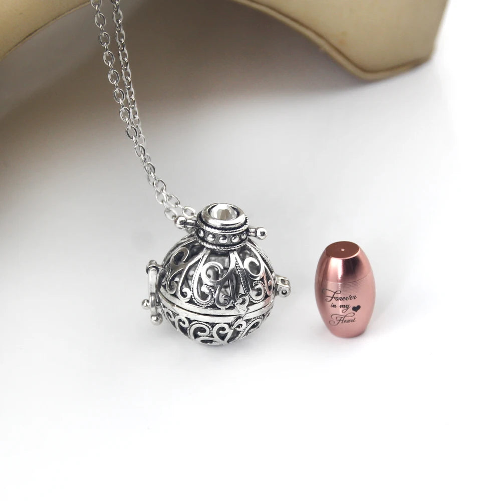 ,Vintage Hollow Flower Urn Necklace – Stainless Steel Cremation Jewelry Memorial Keepsake Pendant for Ashes