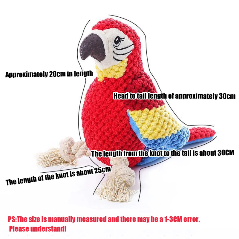 Indestructible Plush Parrot Dog Toy – Squeaky Stuffing-Free Durable Toy for Small & Large Dogs
