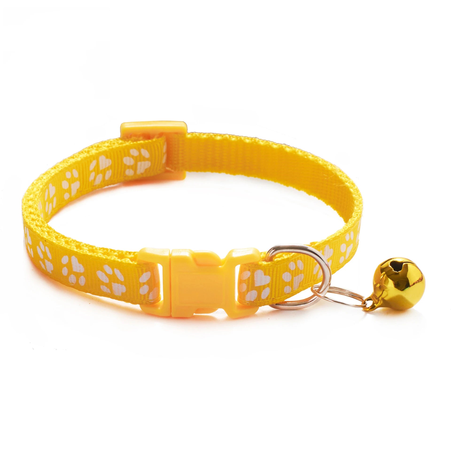 Adjustable Pet Collar with Bell – Colorful Cartoon Footprint Dog & Cat Collar for Puppies and Kittens
