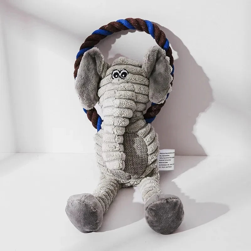 Dog Plush Squeaky Animal Toys – Bite-Resistant Chew Toys for Interactive Play & Dental Health (Lion, Elephant, Monkey)