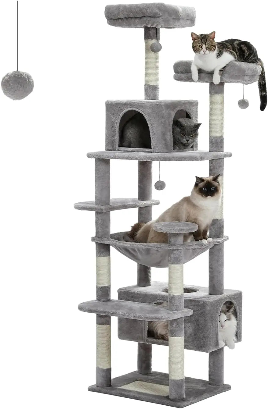Large Cat Tree Tower with Dual Condos & Scratching Posts – for Large Cats