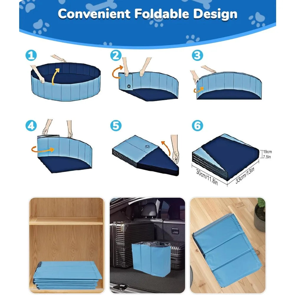 Large Collapsible Dog Pool & Bath – 0.55mm PVC 2-in-1 Portable Pet Bathtub & Sprinkler for Dogs, Cats, and Kids