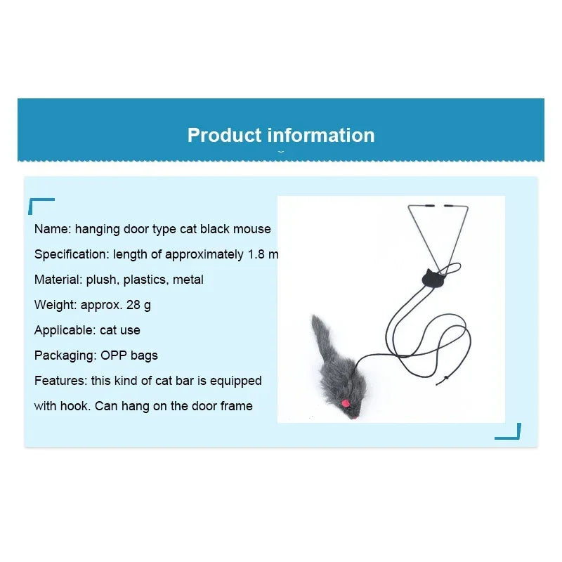 Hanging Simulation Mouse Cat Toy – Retractable Door Teaser with Scratch Rope