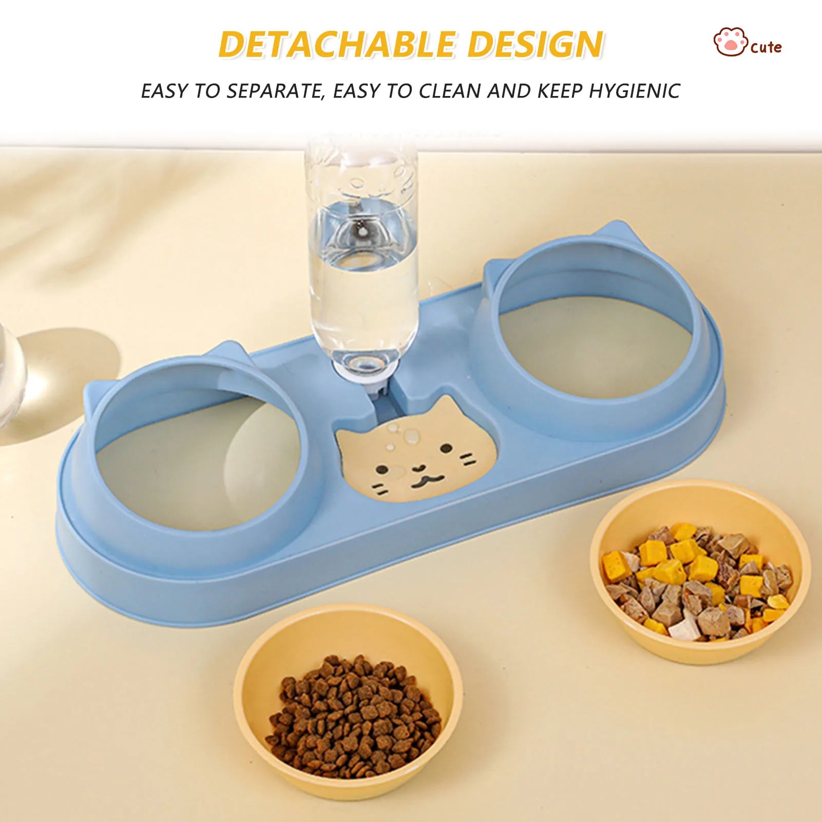 Automatic Pet Cat & Dog Feeder Bowl with Water Fountain – Double Raised Stand Dish for Cats & Small Dogs