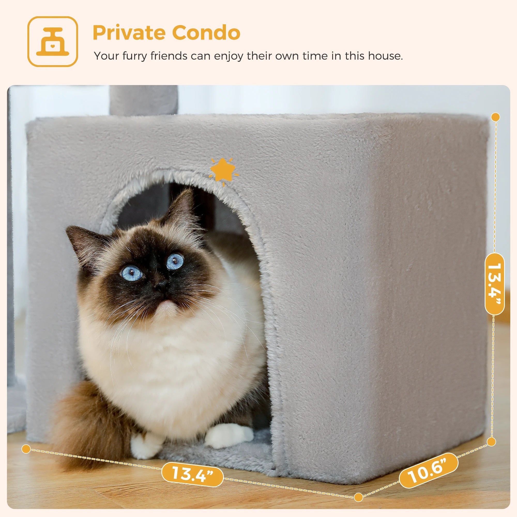 Cat Tree Tower for Indoor Cats – 2 Styles Cat Activity Center with Scratching Posts, Large Hammock & Removable Top Perch (Grey)