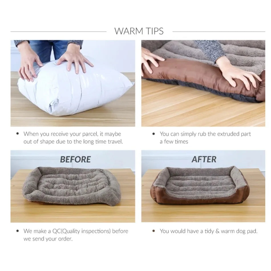 4 Styles Plush Pet Sofa Bed – Removable Washable Cover & Waterproof Upholstery for Dogs & Cats (All Seasons)