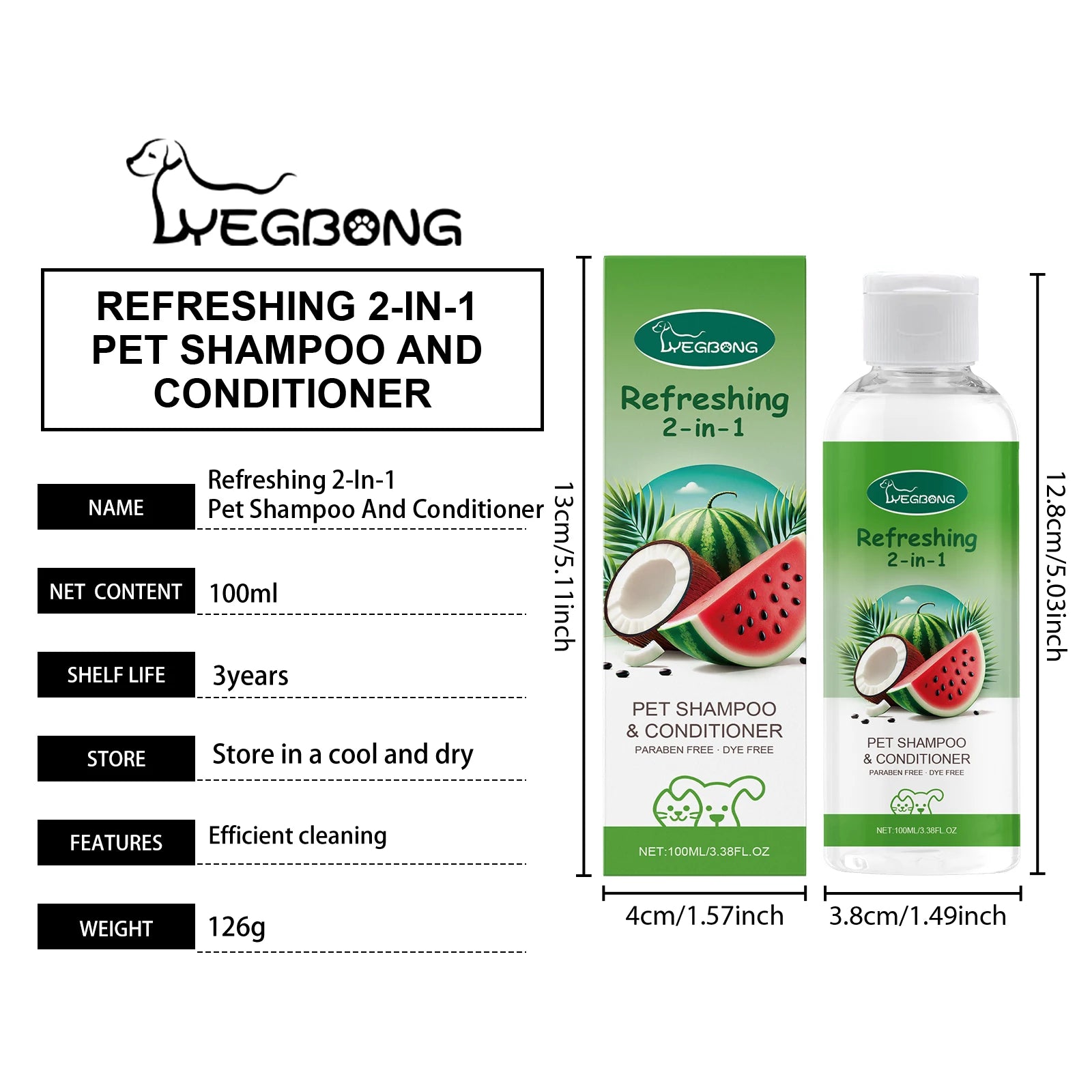 Yegbong Multi-Purpose Pet Shampoo & Body Wash – Skin & Hair Care Bath Liquid for Dogs & Cats, Gentle Hygiene & Grooming Wash