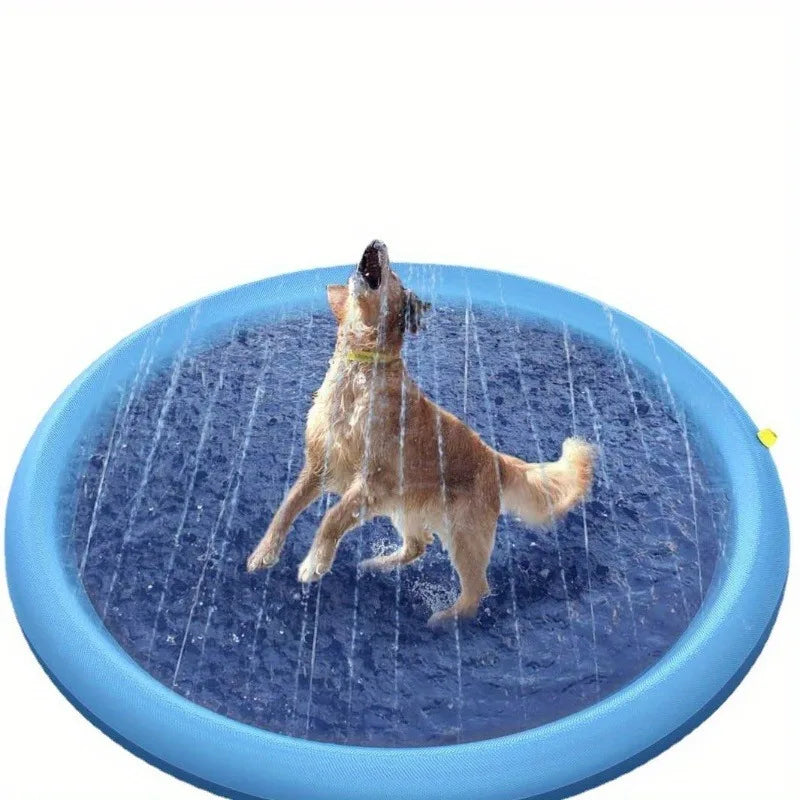 Heavy-Duty Outdoor Pet Bathing Basin with Spray Function – Non-Slip Dog Water Play Mat for Summer Cooling and Bathing