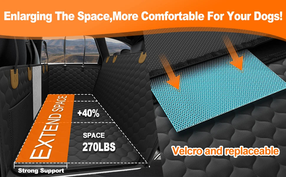 Waterproof Foldable Dog Car Seat – Pet Travel Safety Hammock & Trunk Mat | Back Seat Protector for Cars, SUVs & Trucks