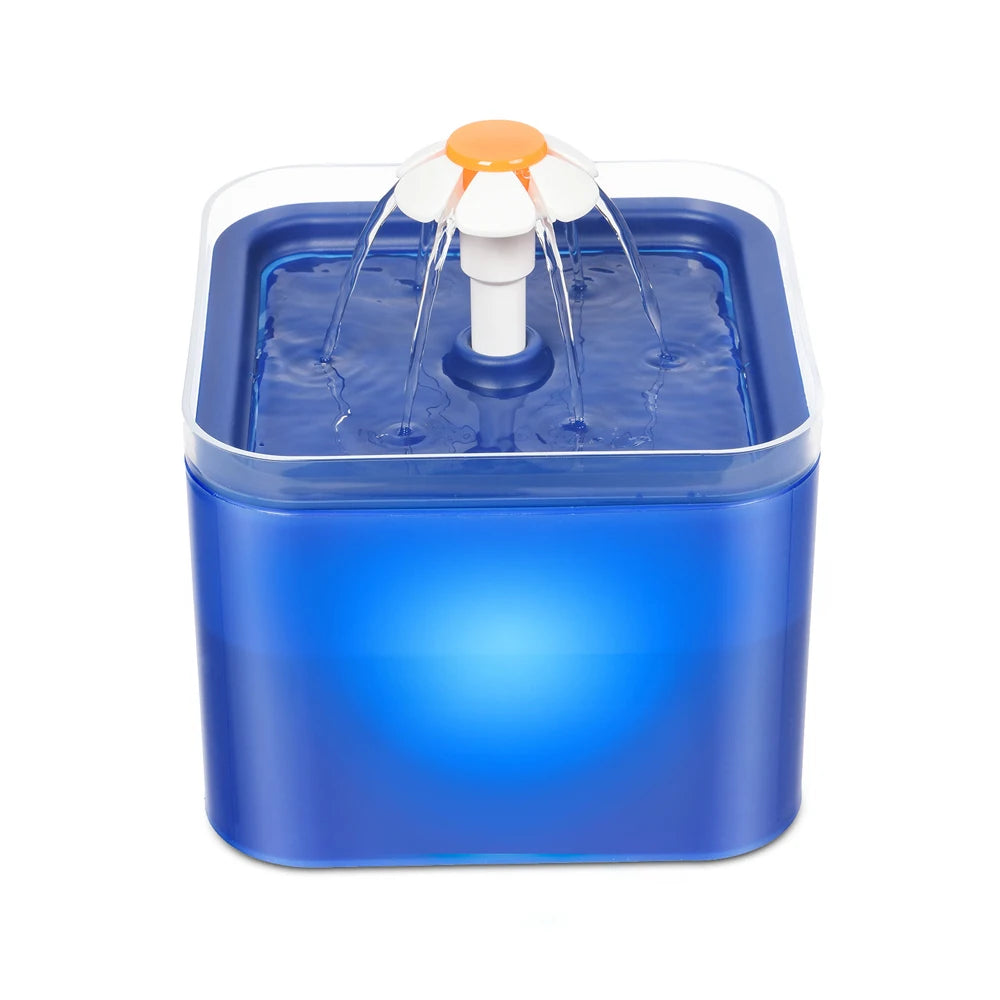 2L Automatic Pet Water Fountain with LED Light – USB Cat & Dog Water Dispenser with Recirculating Filter