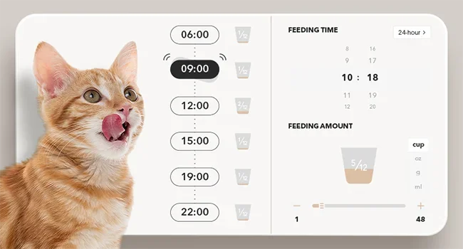 Automatic Cat Feeder – 5G WiFi Pet Feeder for Two Cats or Dogs with Remote Control & Low Food Sensor, 5L Capacity