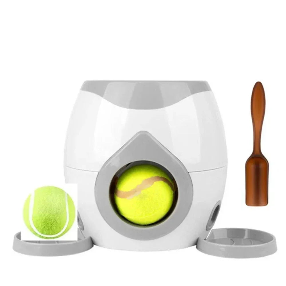 Interactive Pet Tennis Ball Launcher – Food Reward Machine & Training Toy for Dogs and Cats