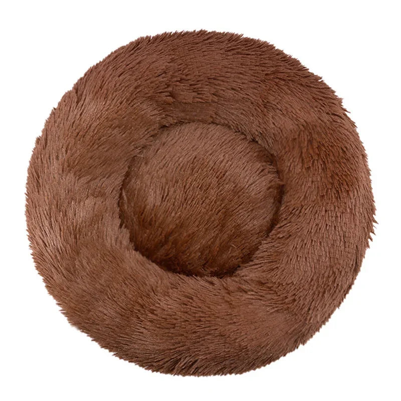 Round Plush Pet Bed – 40–90cm Super Soft Dog & Cat Bed, Winter Warm Sleeping Nest