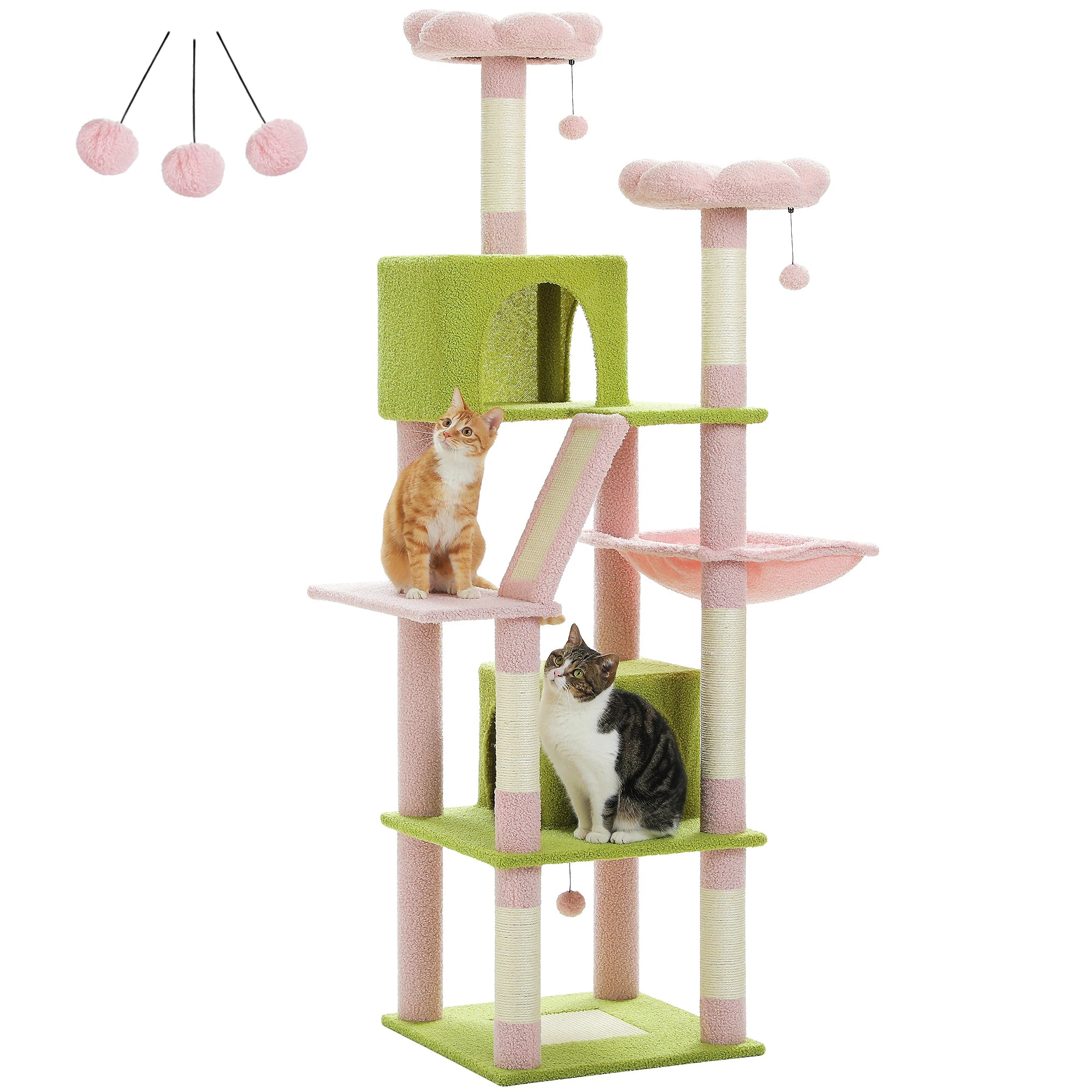 Large Multi-Level Cat Tree Tower – Tall Plush Indoor Cat Condo with Scratching Posts, Perches, Caves & Boards