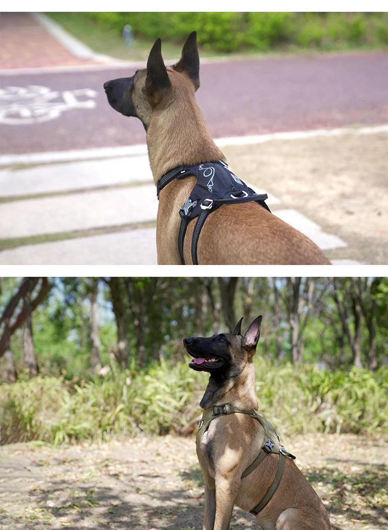 TRUELOVE Escape-Proof Tactical Dog Harness – Training Vest with Zipper Pocket & Control Handle