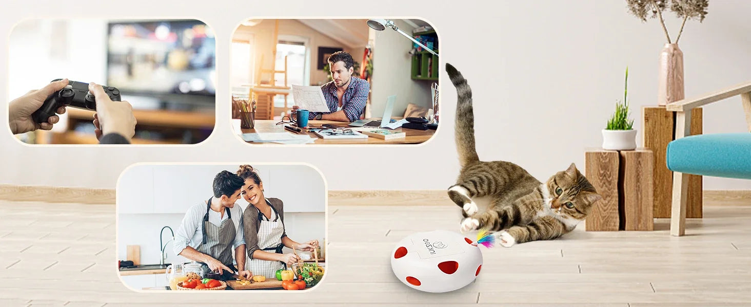 INKZOO Interactive Cat Toy – Smart Whack-A-Mole Kitten Toy with 7 Holes, Automatic Mouse Game for Indoor Cats