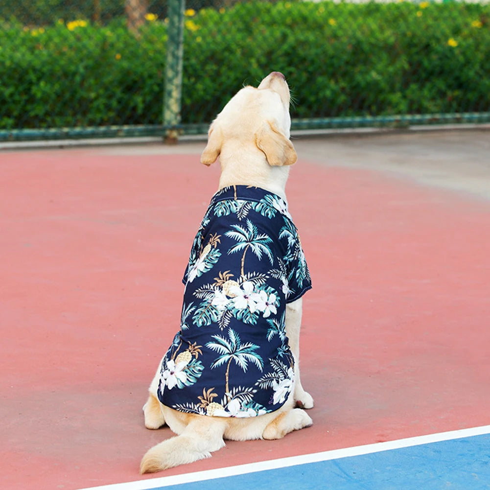 Hawaiian Summer T-Shirt for Medium & Large Dogs – XL to 5XL Comfortable Pet Shirt