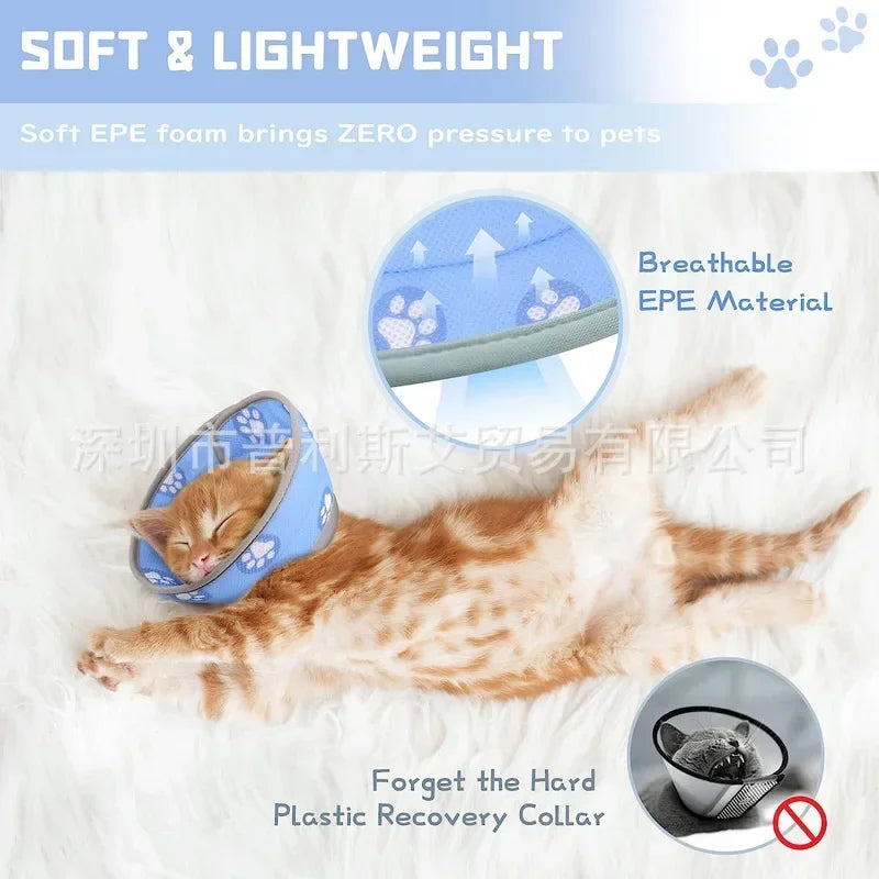 Adjustable Soft Cat Recovery Cone – Anti-Bite Protective Collar for Cats & Small Dogs