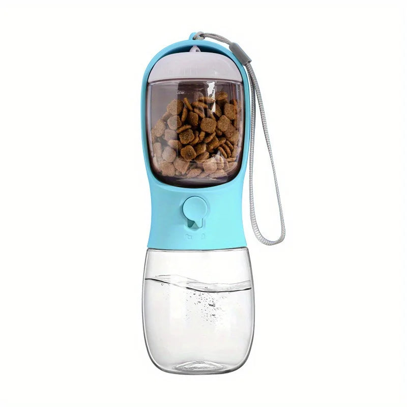 Portable Pet Water Bottle with Food Container – Leakproof Outdoor Dispenser for Dogs & Cats