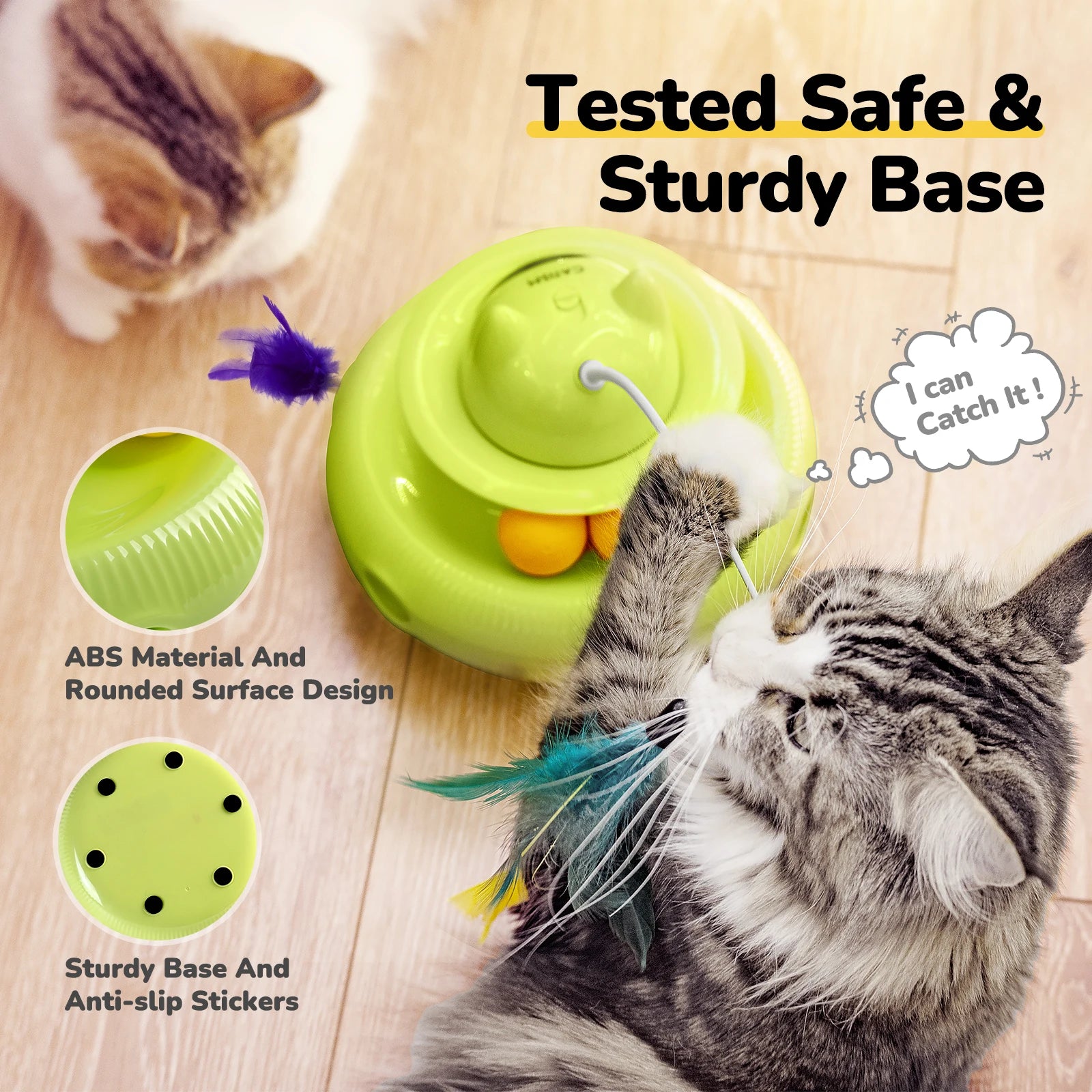 CATISM Magic Box Cat Toy – Upgraded Interactive Teaser with Feather, Butterfly & Ball for Indoor Cats