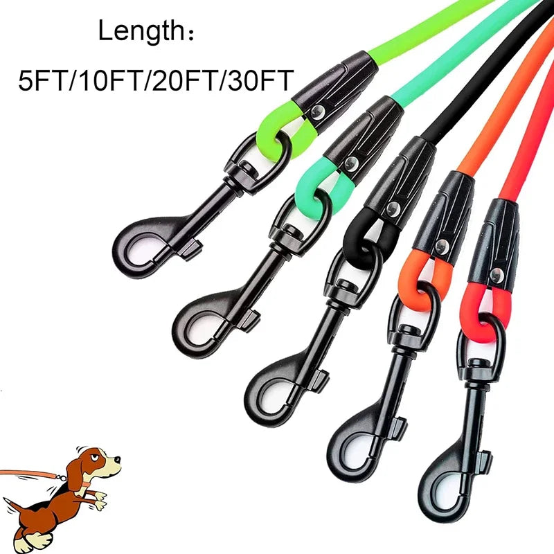 Waterproof Long Dog Training Leash – Durable PVC Lead for Recall, Yard, Beach & Outdoor Play (5FT, 10FT, 20FT, 30FT)