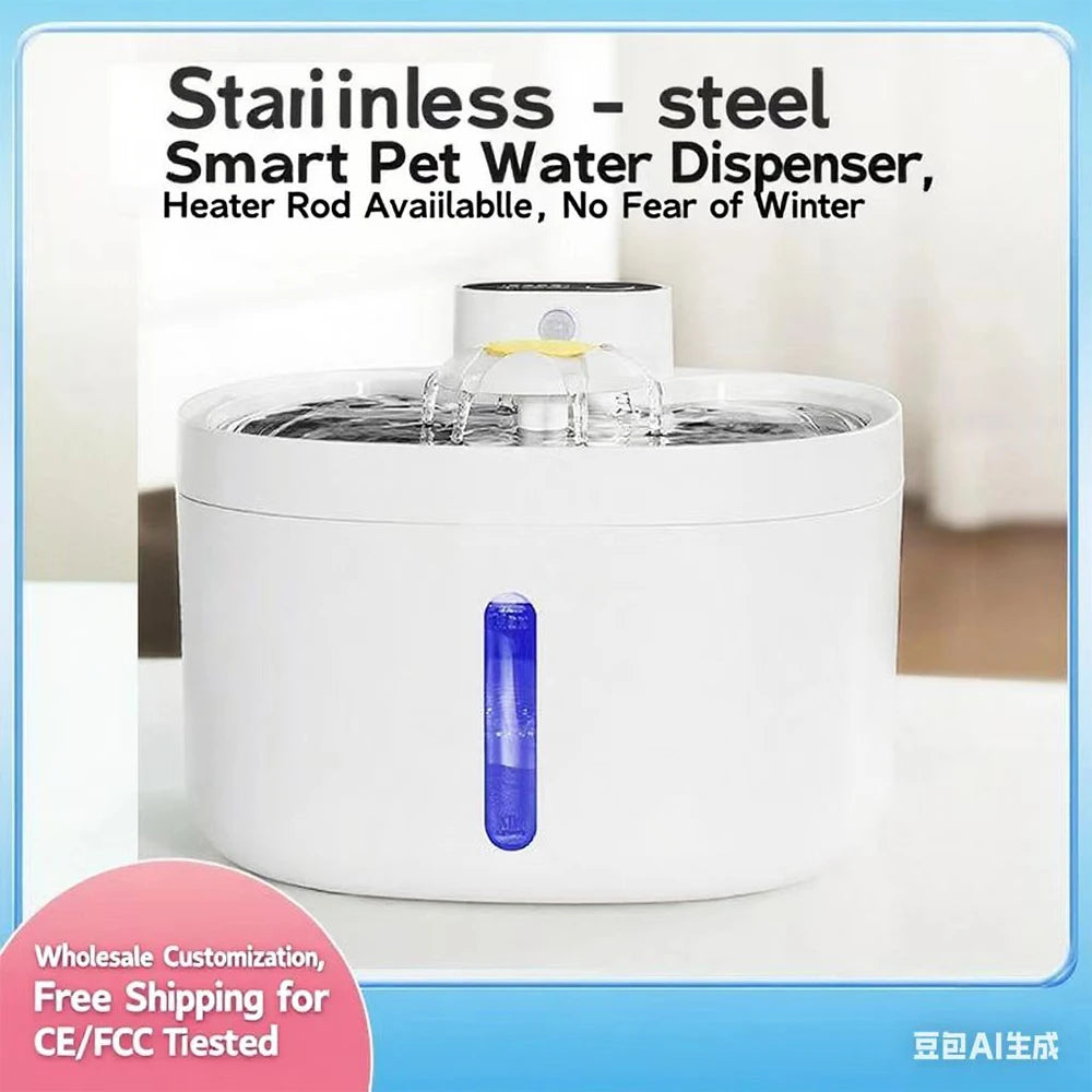 Wireless Charging Pet Water Fountain 2.6L – Smart Automatic Cat & Dog Drinking Dispenser with Filter