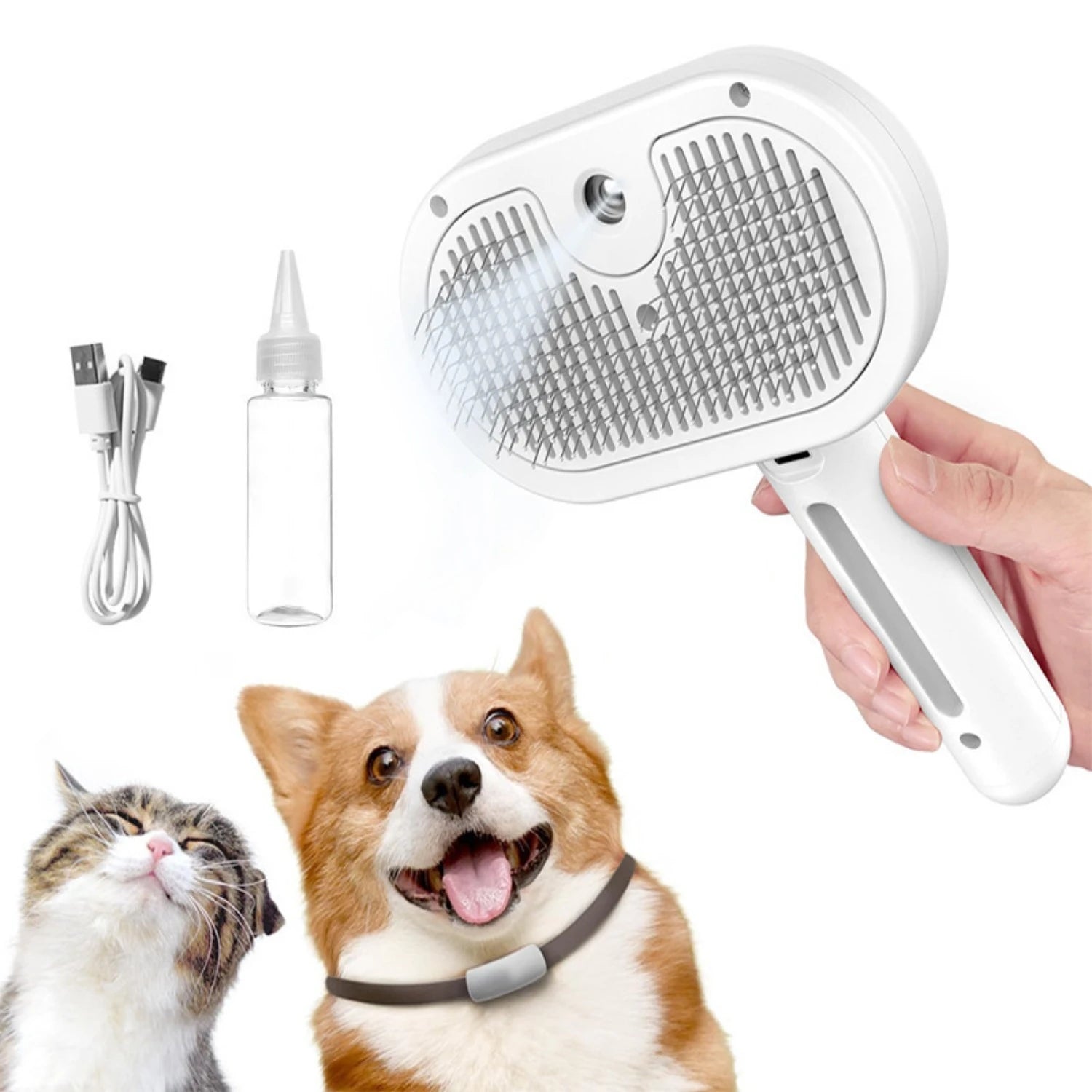 Cat Steam Brush – Pet Spray Hair Removal Comb for Shedding & Grooming | Water Mist Detangler Brush for Cats, Dogs & Small Animals