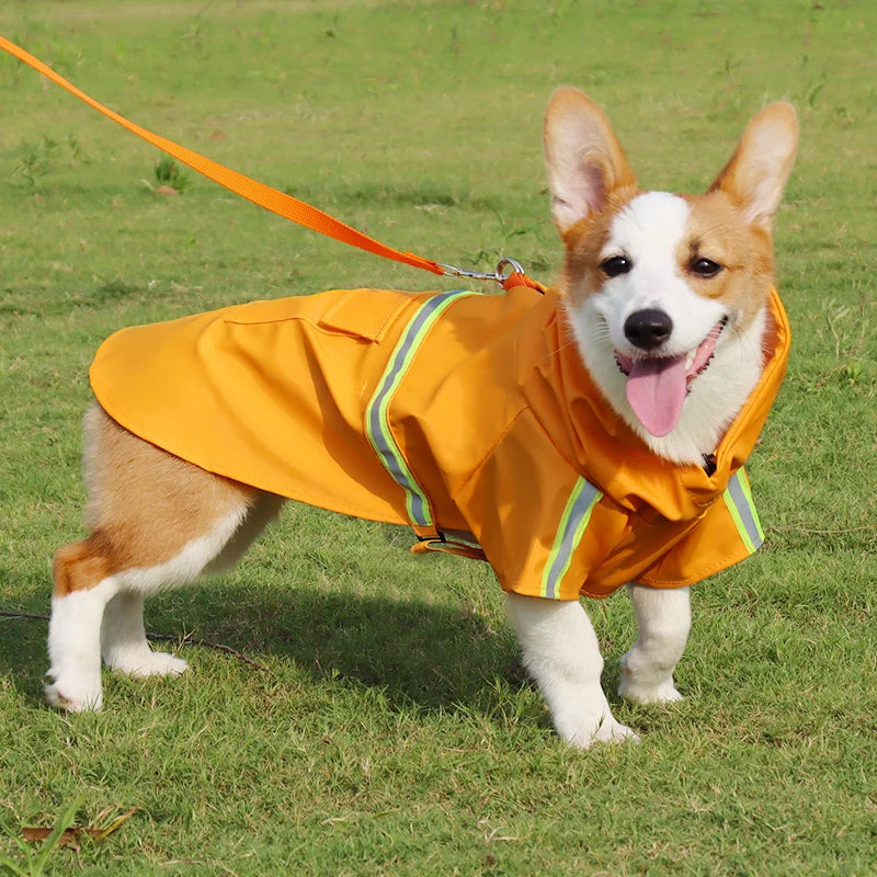 Waterproof Dog Raincoat – Hooded Reflective Cloak for Large Dogs