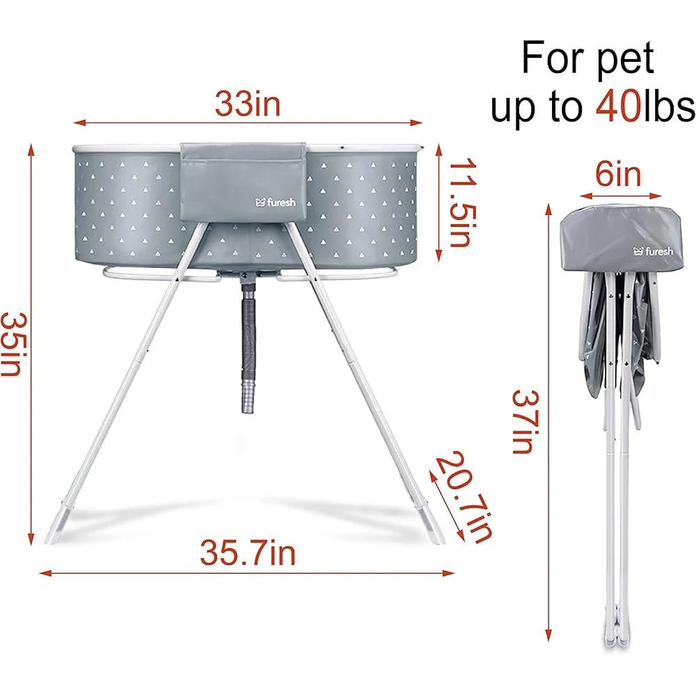 Portable Elevated Dog Bath Tub – Foldable Grooming & Shower Station for Small/Medium Pets