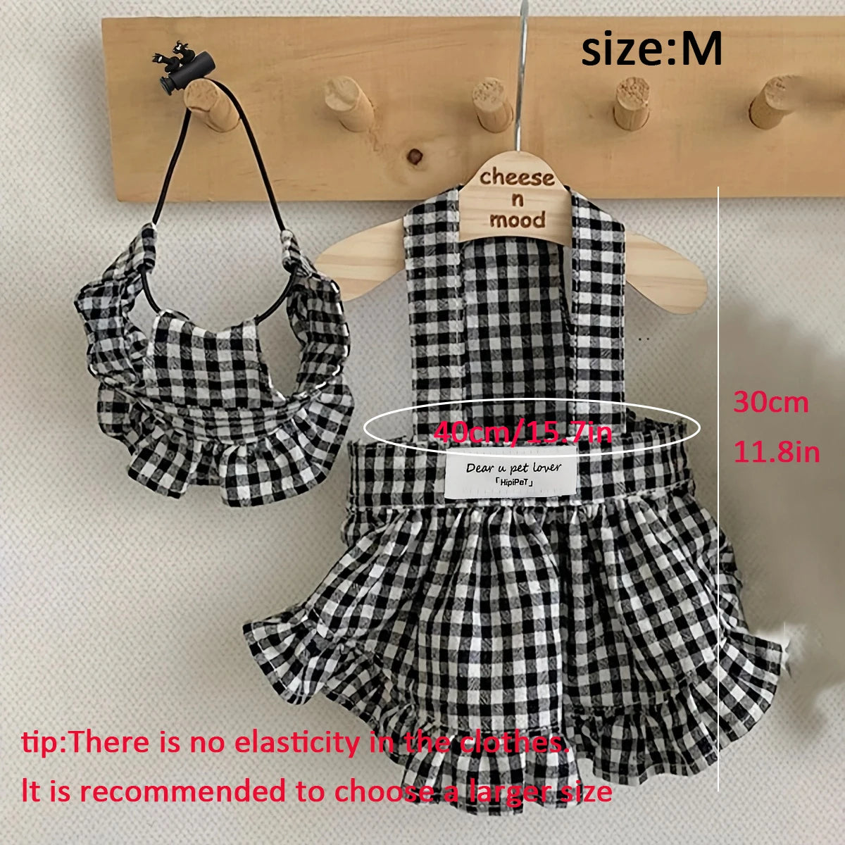 Dog Plaid Dress with Hat – Black & White Summer Outfit for Small Dogs and Puppies