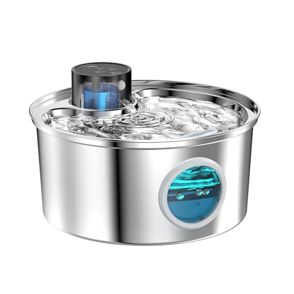108oz/3.2L Stainless Steel Wireless Cat & Dog Water Fountain – Rechargeable Automatic Motion Sensor Pet Drinker