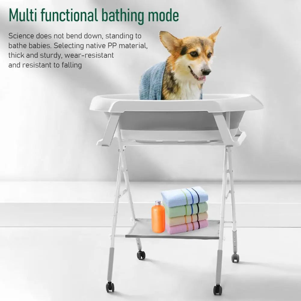 2-in-1 Foldable Dog Bathtub & Grooming Station – Portable Pet Washing Tub