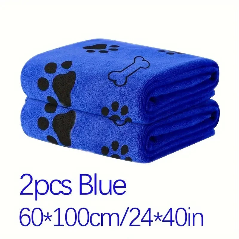 2pcs Soft Microfiber Dog Towels – Quick-Dry & Absorbent Pet Bath and Grooming Towels