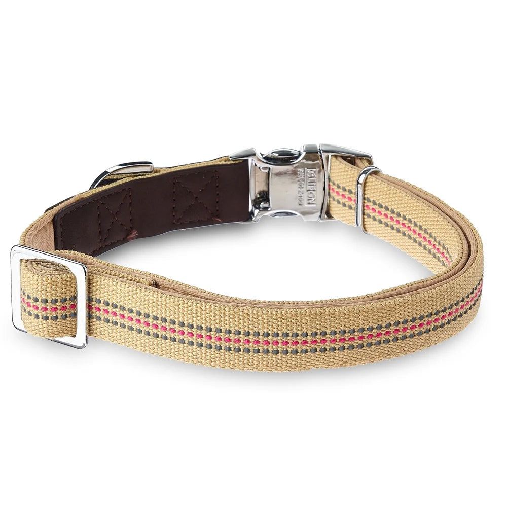 Premium Reflective Large Dog Collar – Adjustable Nylon with PU Leather & D-Ring Leash Attachment