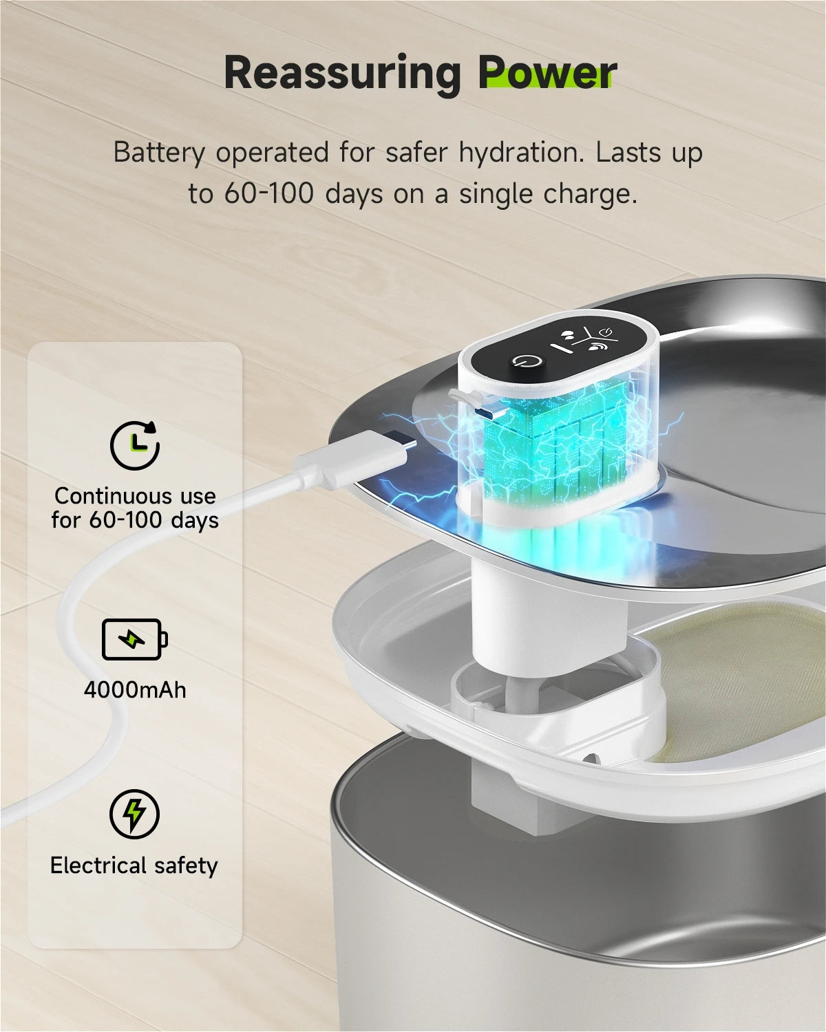 APETDOLA 4L Wireless Cat Water Fountain – Auto Sensor Pet Water Dispenser for Cats & Dogs
