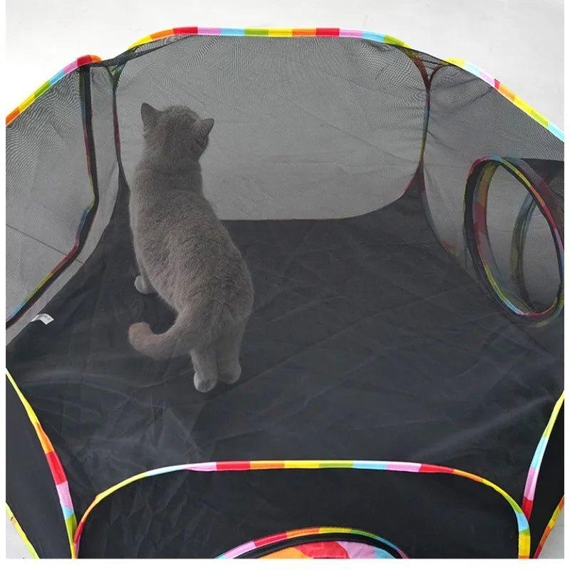 Portable Foldable Cat Tunnel & Tent Set – Large Play Space for Cats, Rabbits, Guinea Pigs & Small Pets