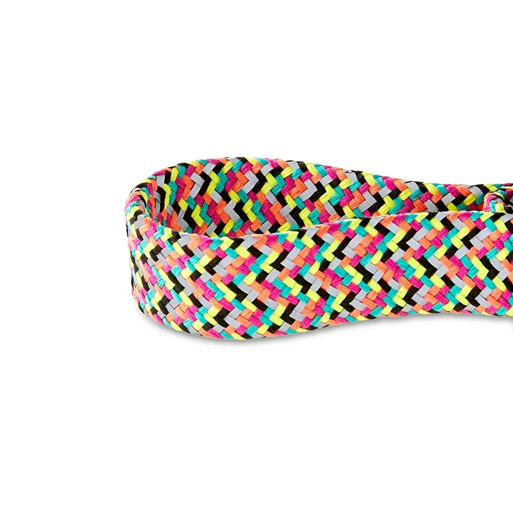 Reflective Adjustable Dog Collar – Small Size, Multicolor Chevron Pattern, Comfortable Fit with Night Visibility