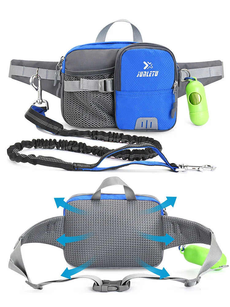 Retractable Hands-Free Dog Leash with Waist Bag – Adjustable Belt & Bottle Holder