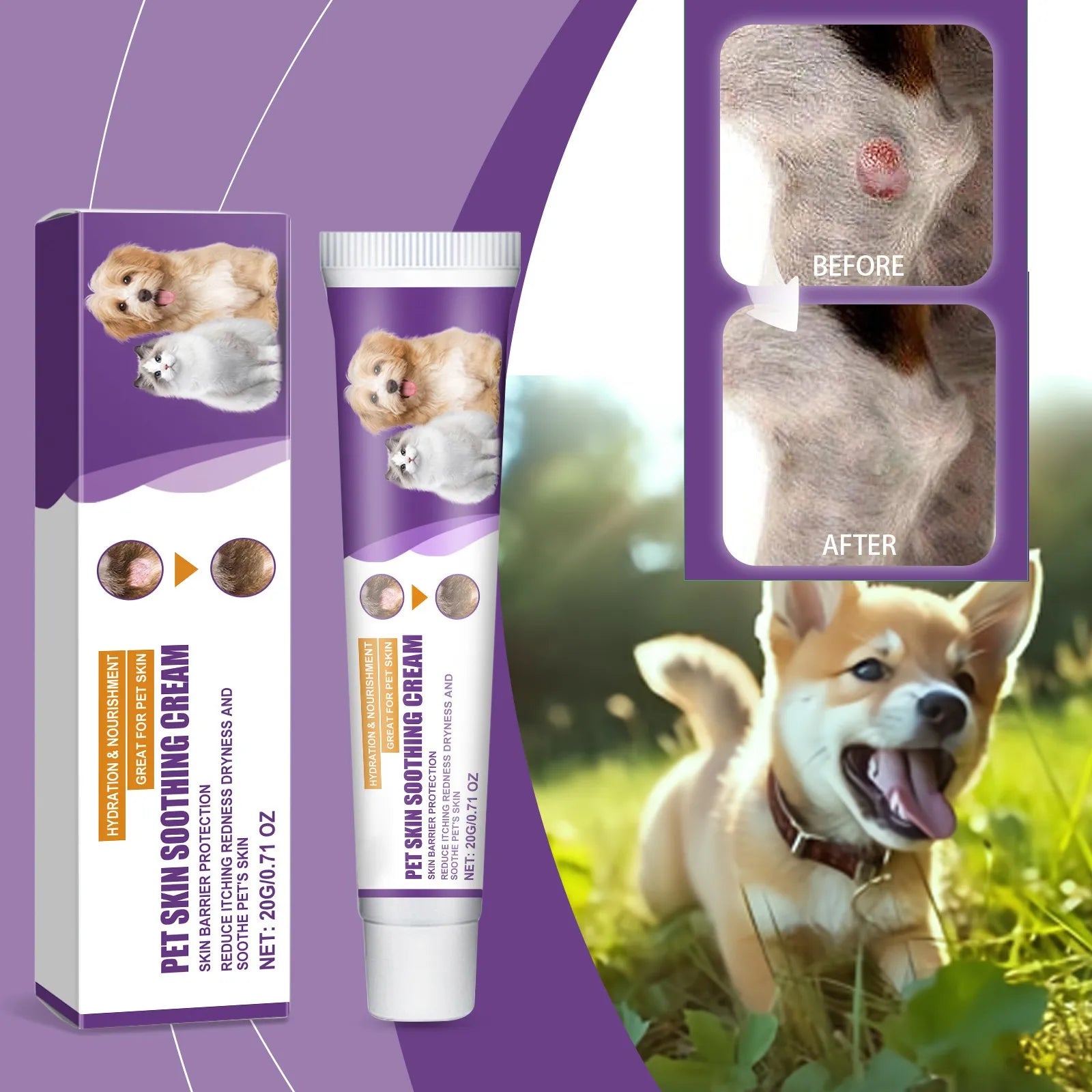 Pet Skin Care Cream – Itchy Skin Relief & Soothing Balm for Dogs & Cats