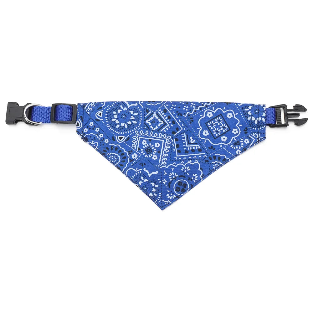 Adjustable Cotton Plaid Dog Bandana – Washable Pet Scarf with Bowtie Collar for Large Dogs & Cats