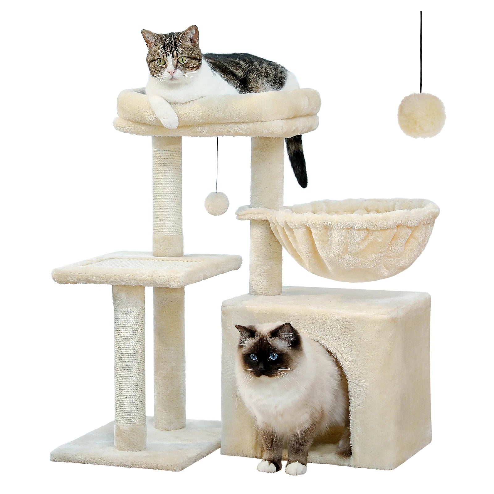 Cat Tree Tower for Indoor Cats – 2 Styles Cat Activity Center with Scratching Posts, Large Hammock & Removable Top Perch (Grey)