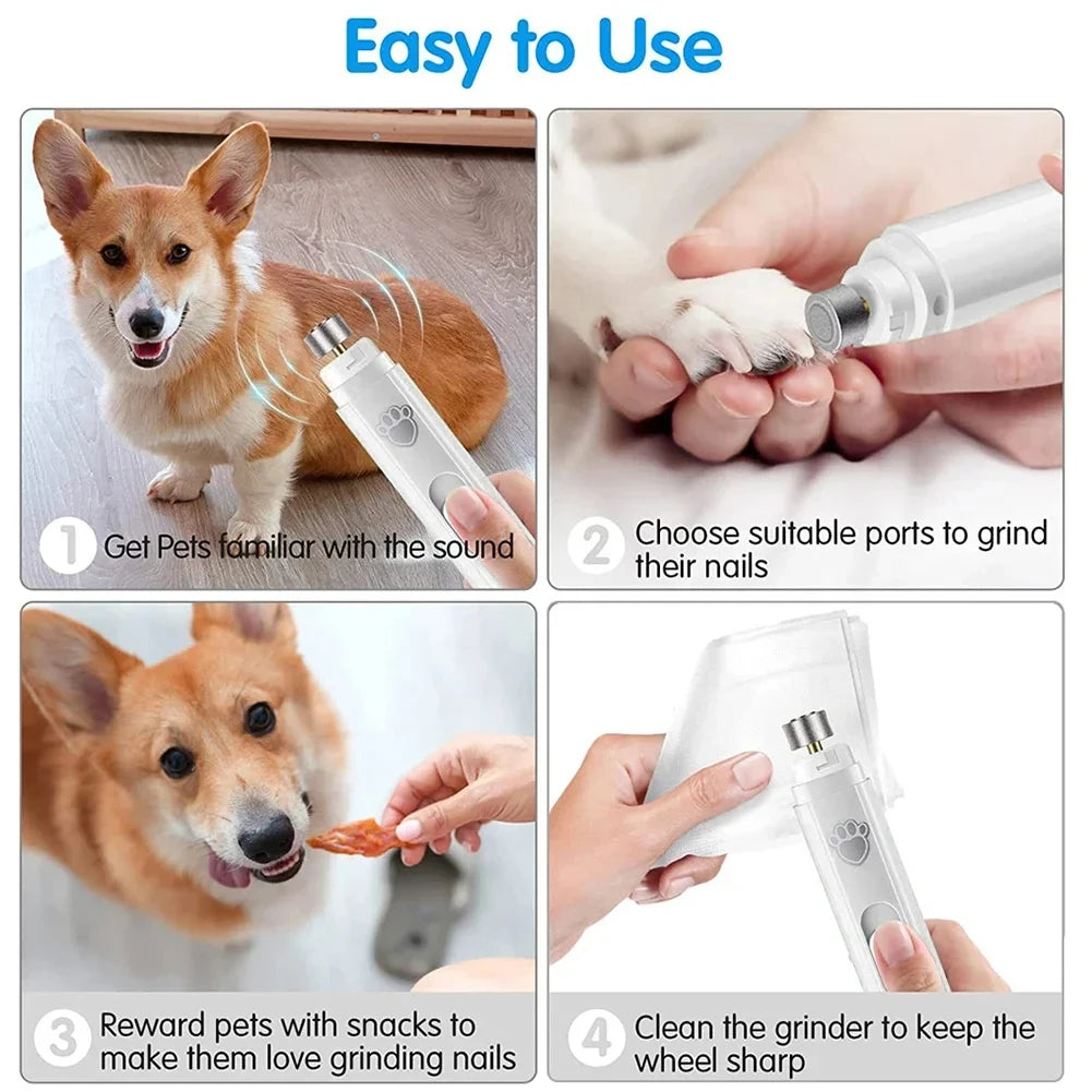 Electric Dog Nail Grinder – USB Rechargeable Pet Nail Clipper & Trimmer with Polisher Wheel for Dogs & Cats