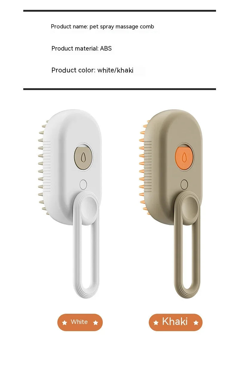 3-in-1 Pet Steam Brush – Electric Grooming Comb with Spray & Massage for Cats and Dogs