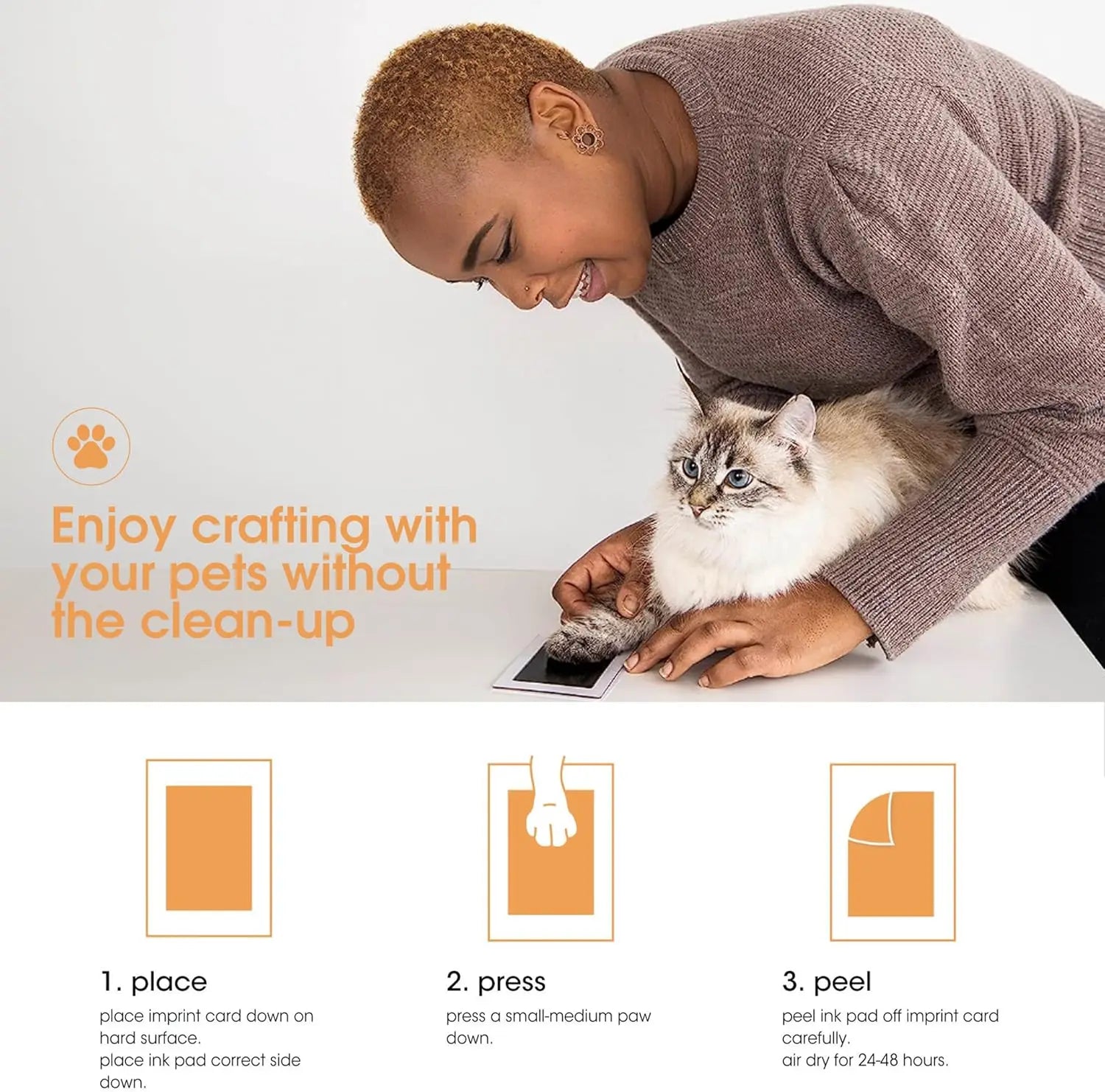 Paw Print Ink Pad Kit – Clean Touch Keepsake for Dogs & Cats, DIY Inkless Paw & Nose Print Set