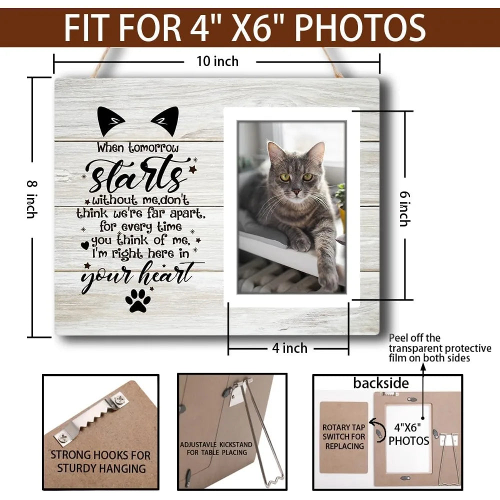 Cat Memorial Picture Frame – 4x6 Pet Loss Sympathy Gift & Memory Keepsake for Cats
