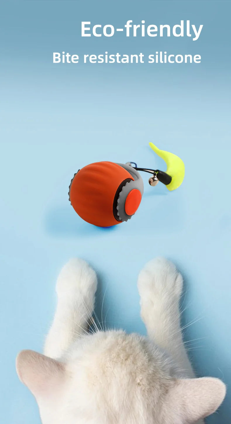 Rechargeable Automatic Cat Ball Toy – Smart Rolling Ball with Faux Tail for Interactive Play