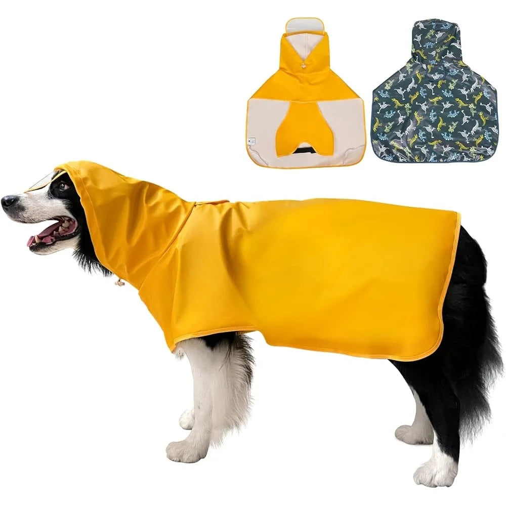 Adjustable Waterproof Dog Raincoat with Clear Hood – Lightweight Pet Jacket with Leash Hole for Outdoor Rainy Weather